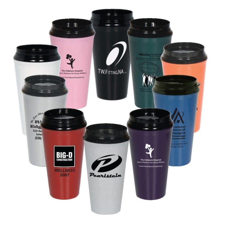 Custom 16 Oz. Double Wall Insulated Travel Tumbler w/Black Slider Lid
