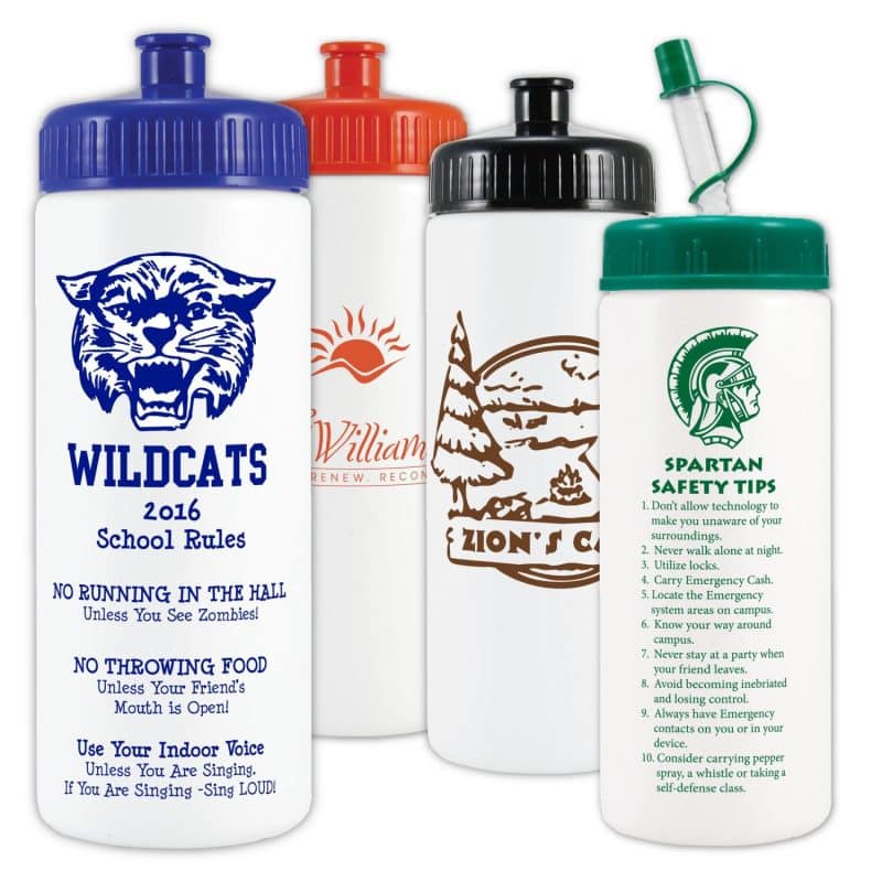 Custom 16 Oz. White Sports Bottle