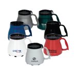 Custom 16 Oz. Low Rider Mug w/Rubber Grip Base & Slider Lid