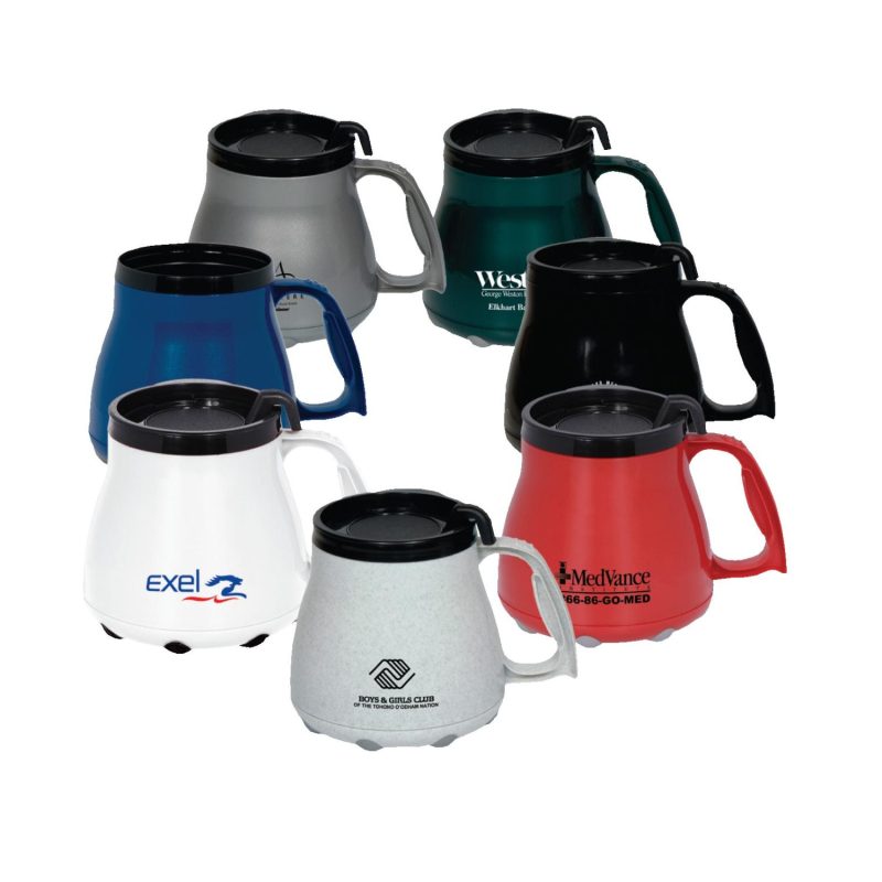 Custom 16 Oz. Low Rider Mug w/Rubber Grip Base & Slider Lid