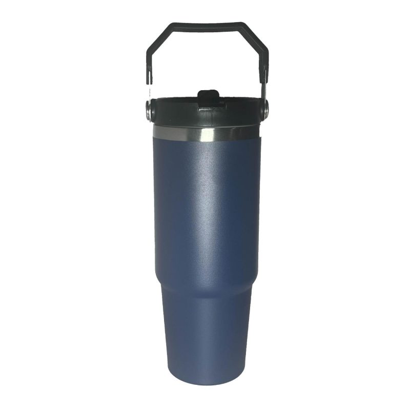 Custom 30 Oz. Vacuum Insulated Stainless Steel Tumbler w/Copper Lining & Straw Handle Lid - 3