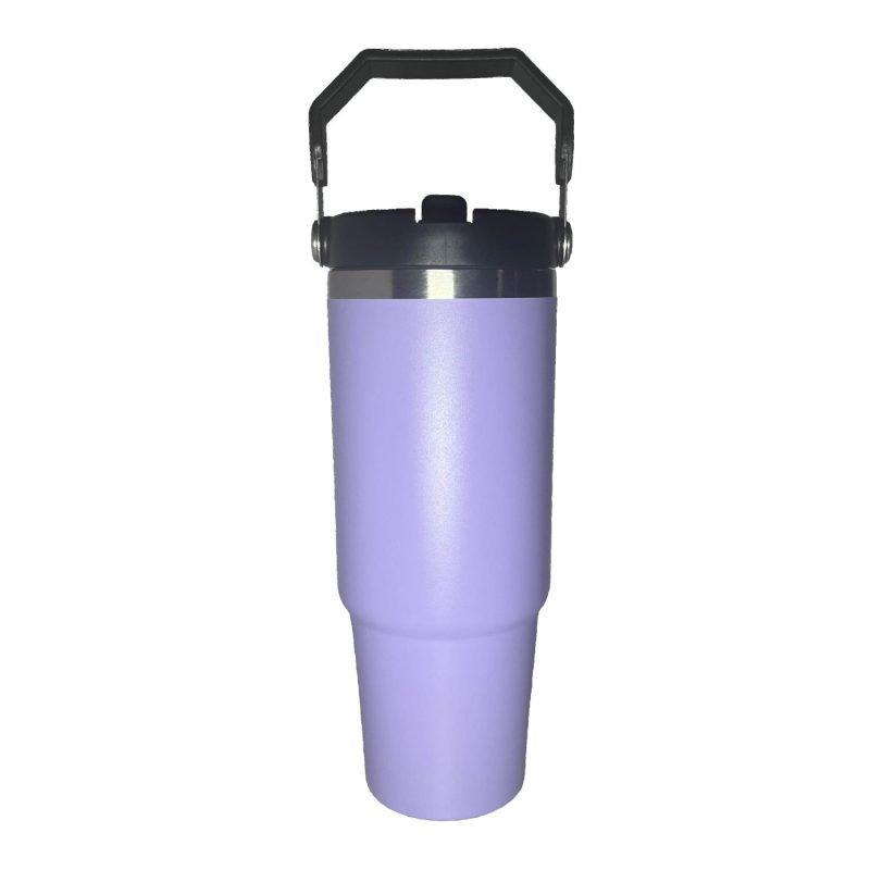 Custom 30 Oz. Vacuum Insulated Stainless Steel Tumbler w/Copper Lining & Straw Handle Lid - 4