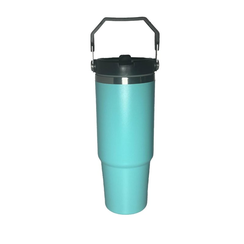 Custom 30 Oz. Vacuum Insulated Stainless Steel Tumbler w/Copper Lining & Straw Handle Lid - 6