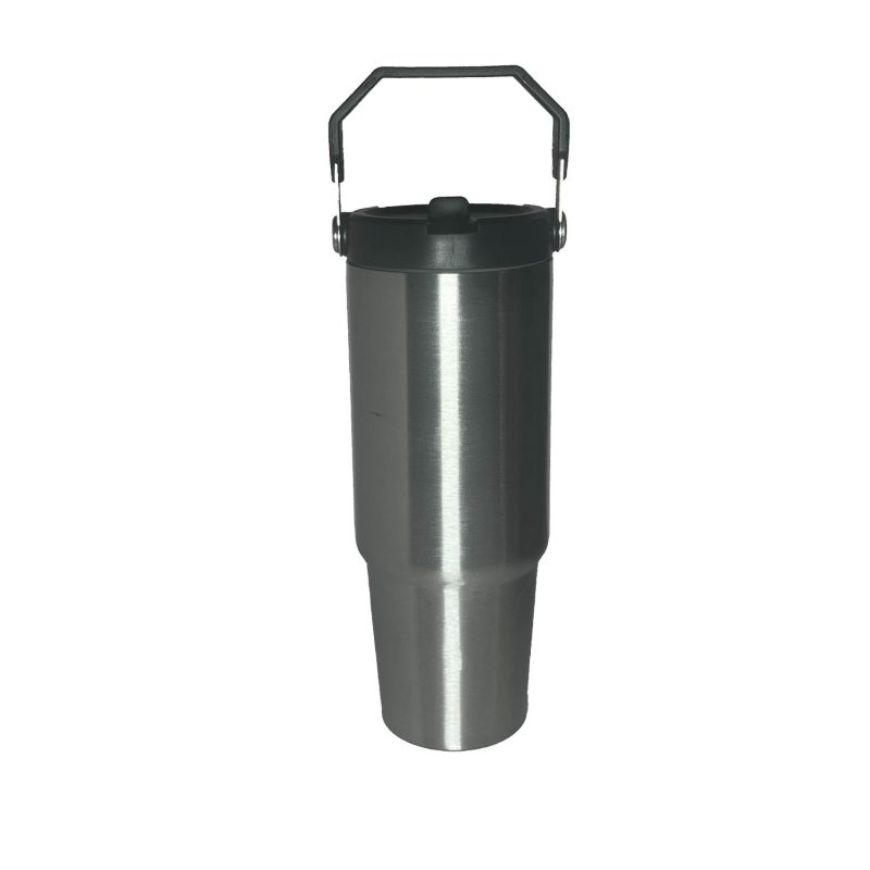 Custom 30 Oz. Vacuum Insulated Stainless Steel Tumbler w/Copper Lining & Straw Handle Lid - 7