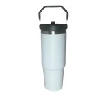 Custom 30 Oz. Vacuum Insulated Stainless Steel Tumbler w/Copper Lining & Straw Handle Lid - 8