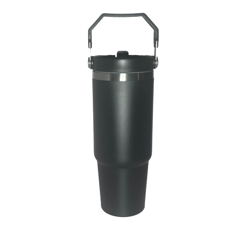 Custom 30 Oz. Vacuum Insulated Stainless Steel Tumbler w/Copper Lining & Straw Handle Lid - 9